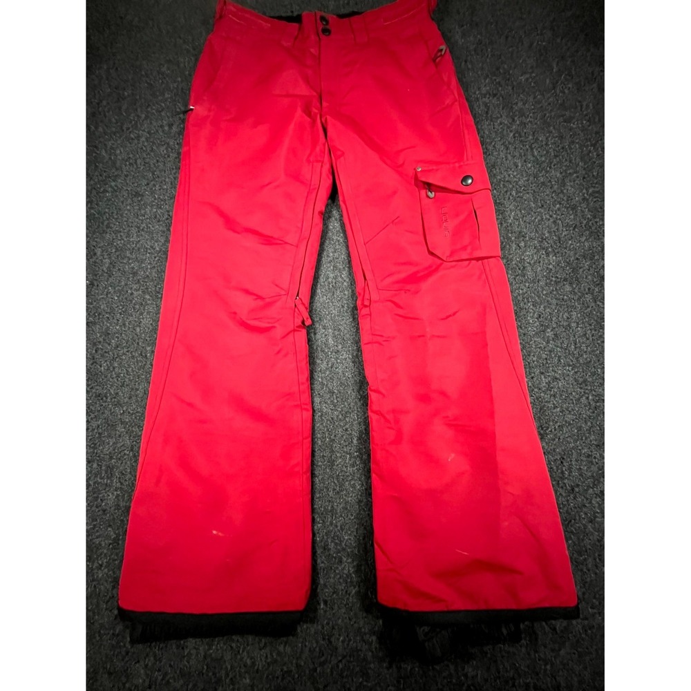 Liquid Ski Snowboard Pants Mens S Red Insulated Snow Winter Sports Cargo Pockets